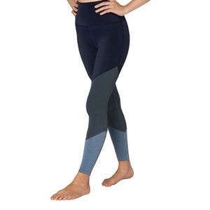 Beyond Yoga High Waisted Navy, Gray and Blue Tri Panel Leggings